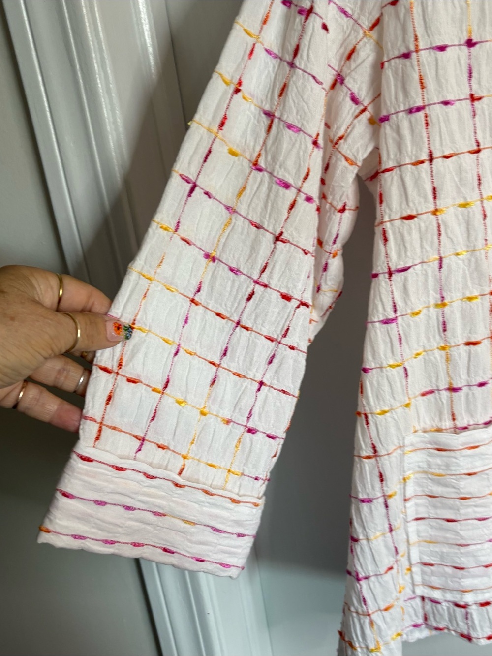Habitat NWT Sz S Texture Striped Woven Lagenlook Pullover Pocket Tunic Art2wear - Picture 4 of 12